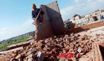 التصدي لاعمال بناء بدون ترخيص على مساحة 100 متر بقرية تفتيش السرو في دمياط