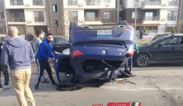 اصابه شخص في حادث انقلاب سيارة بعد اصطدامها باخرى بدمياط الجديدة