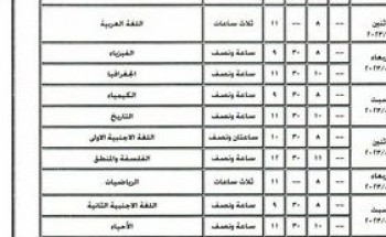 جدول امتحانات الصفين الأول والثاني الثانوي للفصل الدراسي الثاني بسوهاج 2023