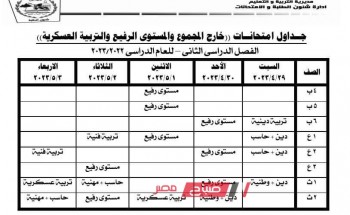 مواعيد امتحانات نهاية العام 2023 محافظة الجيزة كل الصفوف