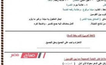 نماذج الوزارة الاسترشادية اللغة العربية للصف الخامس الابتدائي الترم الثاني 2023 بالإجابات