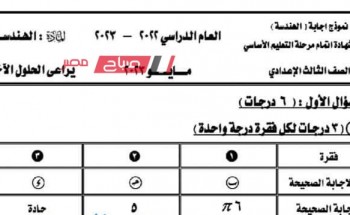حل امتحان الهندسة محافظة الدقهلية للصف الثالث الاعدادي الترم الثاني 2023