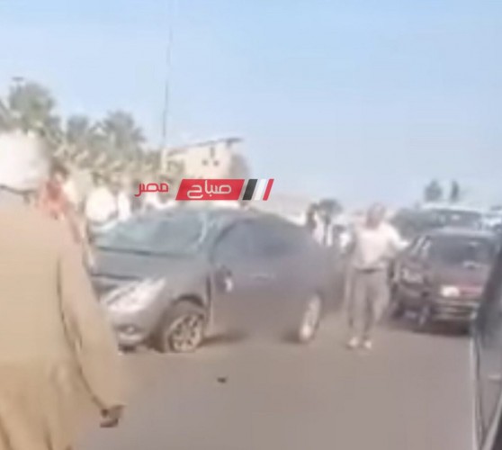 اصابه شخص في حادث انقلاب سيارة ملاكي على طريق دمياط الجديدة