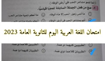 امتحان اللغة العربية اليوم للثانوية العامة 2023 .. ننشر صور أسئلة امتحان العربي اليوم للصف الثالث الثانوي 2023