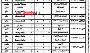 جـداول امتحانات الصفين الأول والثاني الثانوي الدور الثاني 2023 بمحافظة الإسكندرية