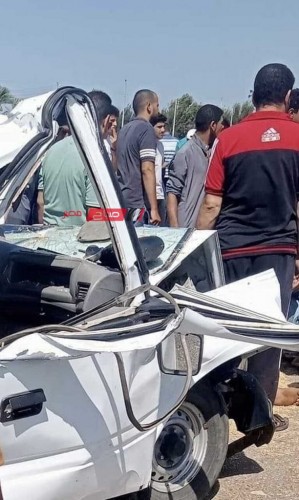 مصرع شخص واصابه اخر في حادث تصادم مروع على طريق كفر سعد بدمياط
