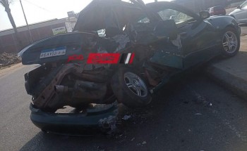 اصابه شخص في حادث انقلاب سيارة ملاكي على طريق بورسعيد بدمياط