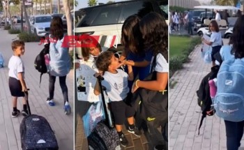 بسمة بوسيل تنشر فيديو برفقة أولادها في أول يوم مدرسة