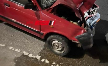 اصابه شخص في حادث تصادم سيارة ملاكي على طريق رأس الير بدمياط