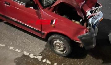 اصابه شخص في حادث تصادم سيارة ملاكي على طريق رأس الير بدمياط