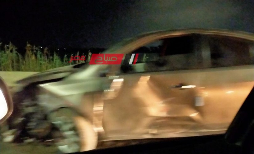 بالصور حادث تصادم بين سيارتين ملاكي على طريق رأس البر دون خسائر بشرية