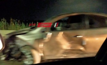 بالصور حادث تصادم بين سيارتين ملاكي على طريق رأس البر دون خسائر بشرية
