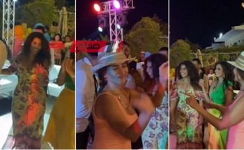 رقص زينة وآيتن عامر على أغاني محمود الليثي في حفل أسما إبراهيم بالساحل الشمالي
