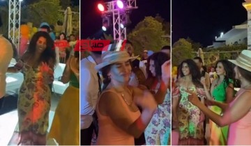 رقص زينة وآيتن عامر على أغاني محمود الليثي في حفل أسما إبراهيم بالساحل الشمالي