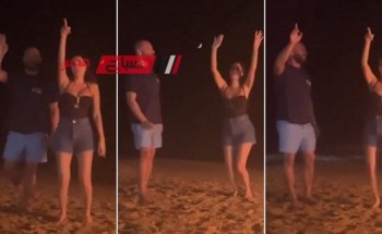 سيرين عبد النور ترقص مع زوجها على شاطئ البحر احتفالًا بعيد ميلاده
