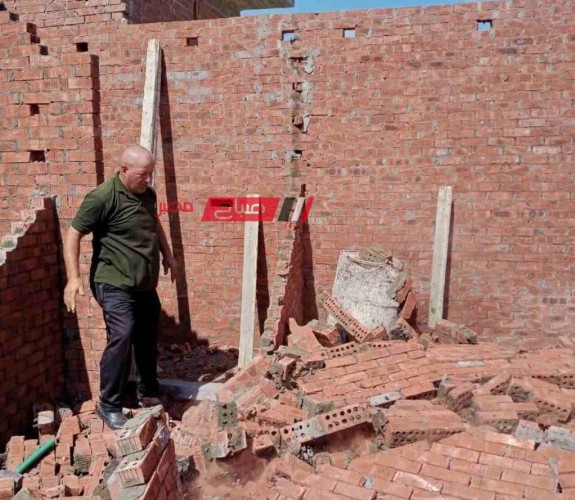 التصدي لحالتين بناء بدون ترخيص في قرى فارسكور بدمياط
