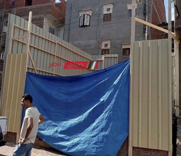 التصدي لاعمال بناء هنجر مخالف بمهد قرية غيط النصاري في دمياط