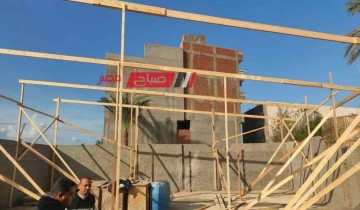 التصدي لأعمال بناء سقف من الصاج والاخشاب المخالفة بقرية البستان بدمياط