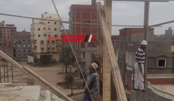 التصدي لاعمال بناء مخالف بقريه الرياض في دمياط
