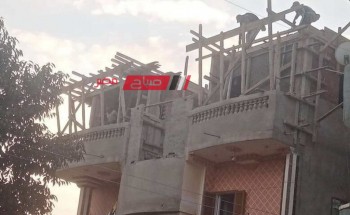 التصدي لحالتين تعدي بالبناء المخالف في قرى كفر سعد بدمياط