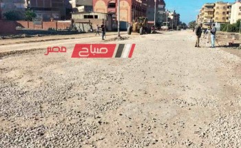 تكثيف اعمال رصف الطريق الدائري في كفر سعد بدمياط