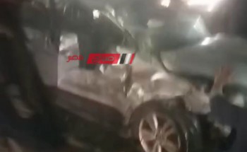 خسائر مادية فادحة.. حادث تصادم مروع بين سيارة ملاكي وكارو على طريق دمياط الجديدة