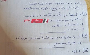 نموذج إجابة امتحان العربي للشهادة الاعدادية محافظة البحيرة الترم الاول 2024