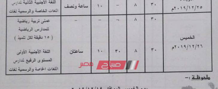 جدول امتحانات محافظة القليوبية جميع المراحل 2017 2018