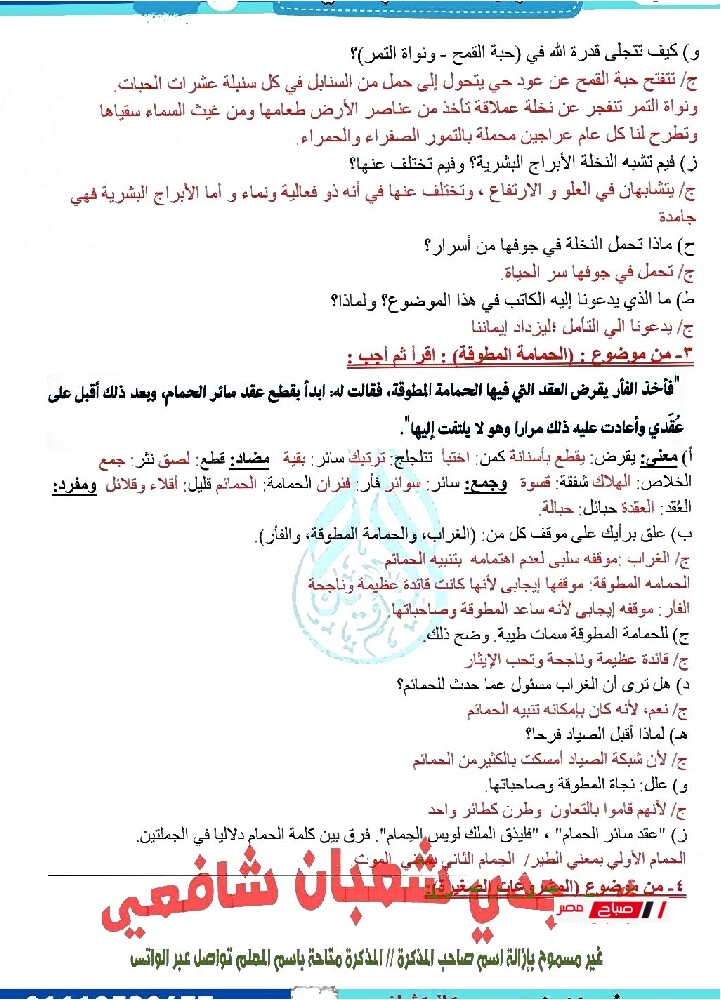 pdf مراجعةنهائيةلغة عربية للصف الثالث الاعدادي الترم الثاني2025 016