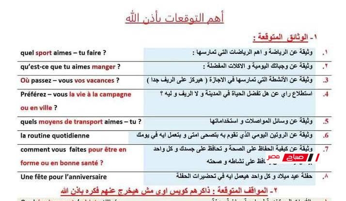 ملخص اللغة الفرنسية للثانوية العامة في 4 ورقات فقط | لن يخرج عنها امتحان الفرنساوي 2025