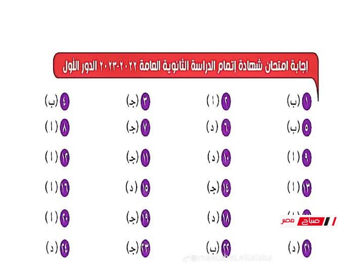 نموذج امتحان التربية الوطنية الثانوية العامة 2025 للتدريب بالإجابات النموذجية 31 11 12
