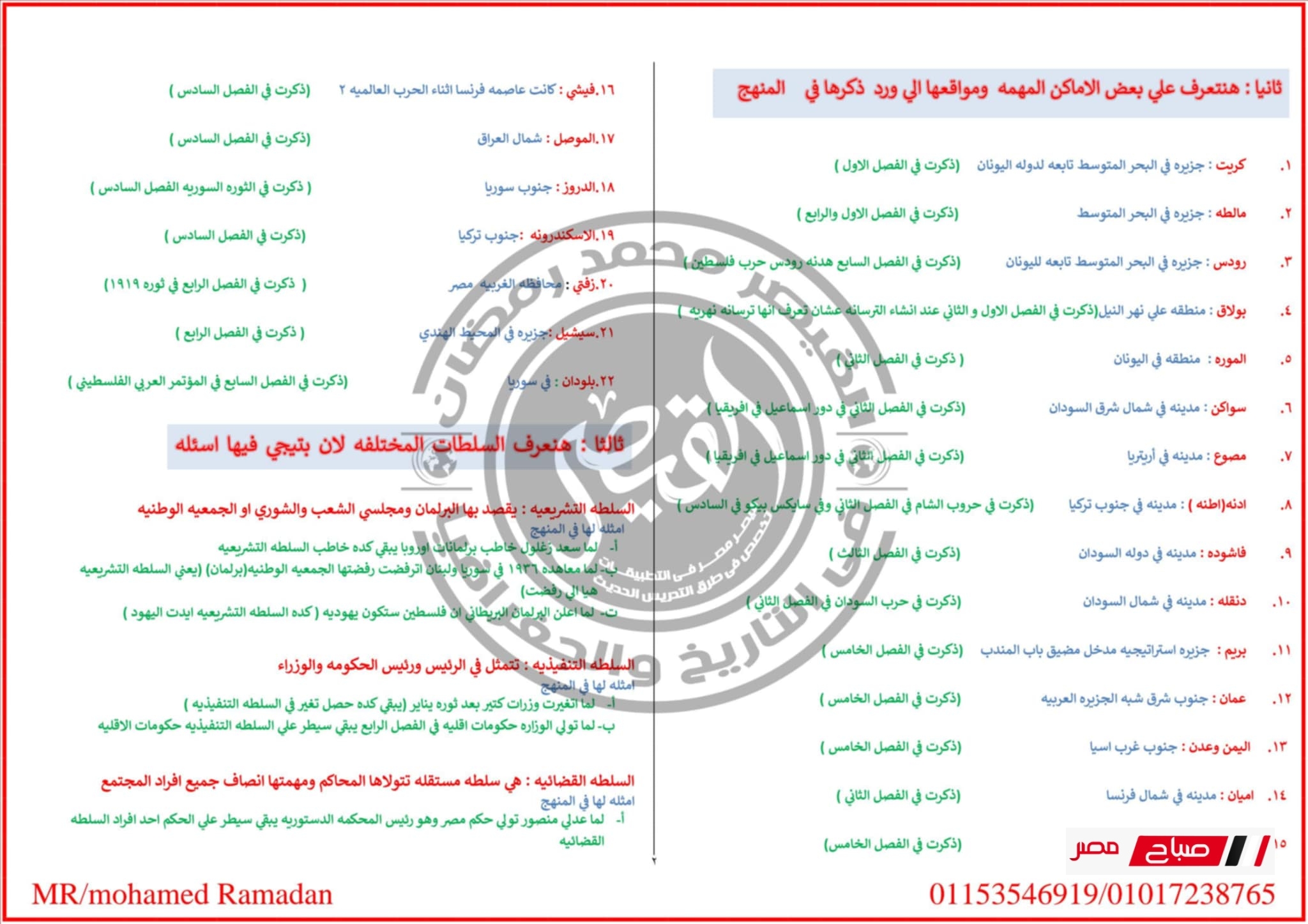 مراجعة ليلة الامتحان في التاريخ للثانوية العامة 2025 – نظام جديد 24 11
