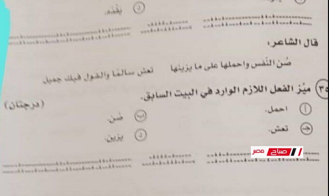 نموذج إجابة امتحان اللغة العربية للثانوية العامة 2025